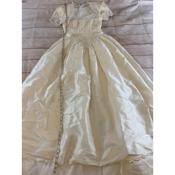 Vintage 1980's/1990's Beaded Bodice Silk Wedding Gown - Small - Picture 12 of 16